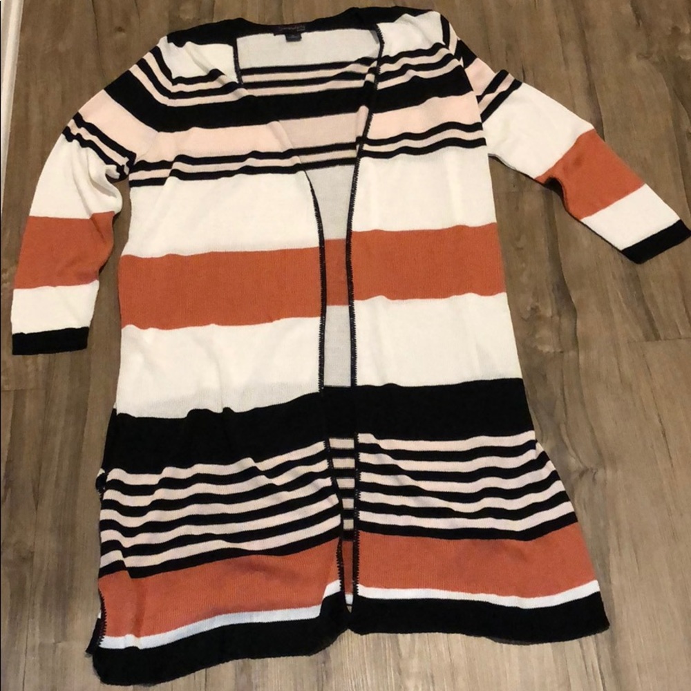 Plus size Long line cardigan with stripes